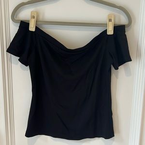 T by Alexander Wang, black off the shoulder black top